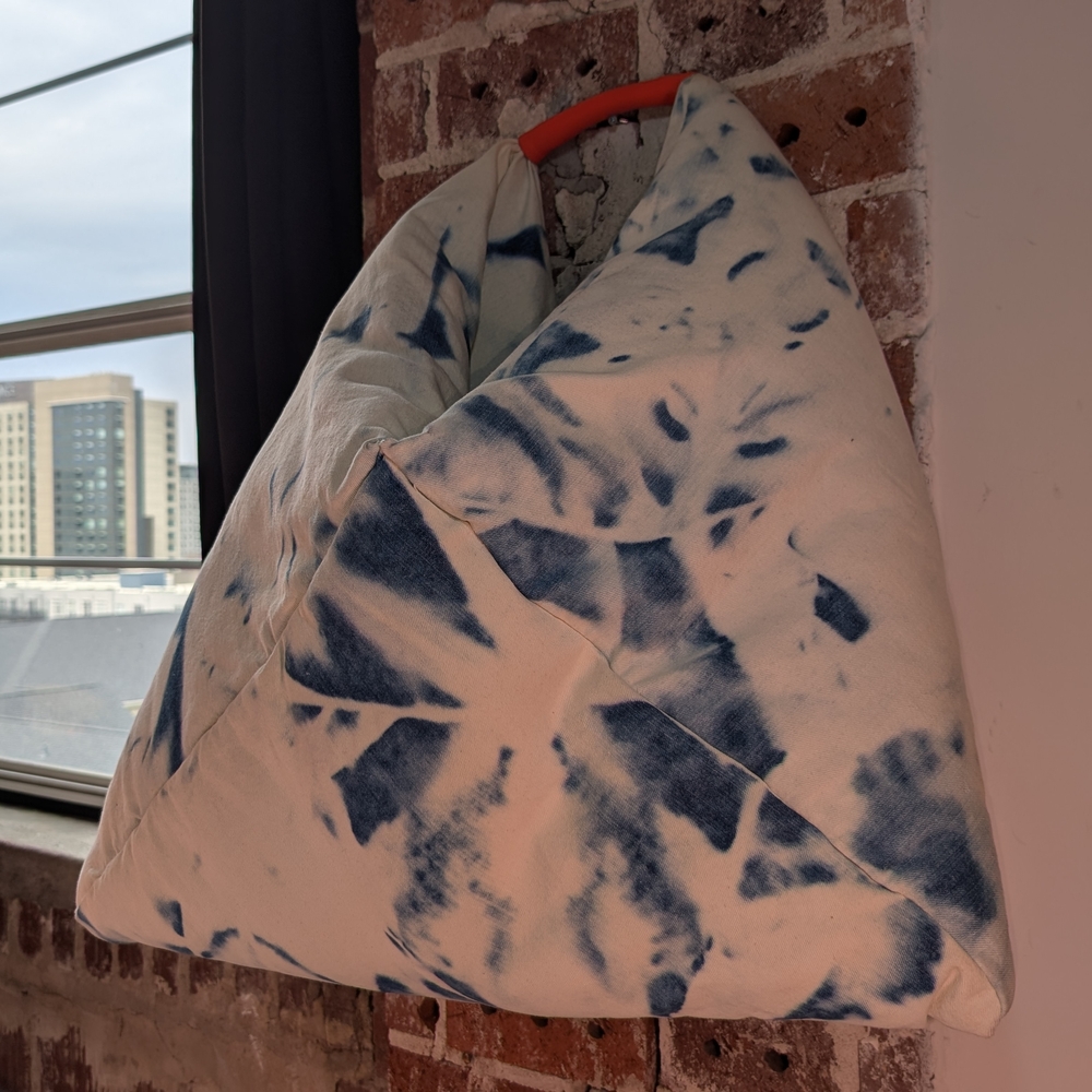 Handmade Indigo Shibori Tie-Dye Bento Bag Upcycled Denim - Picture 2 of 4